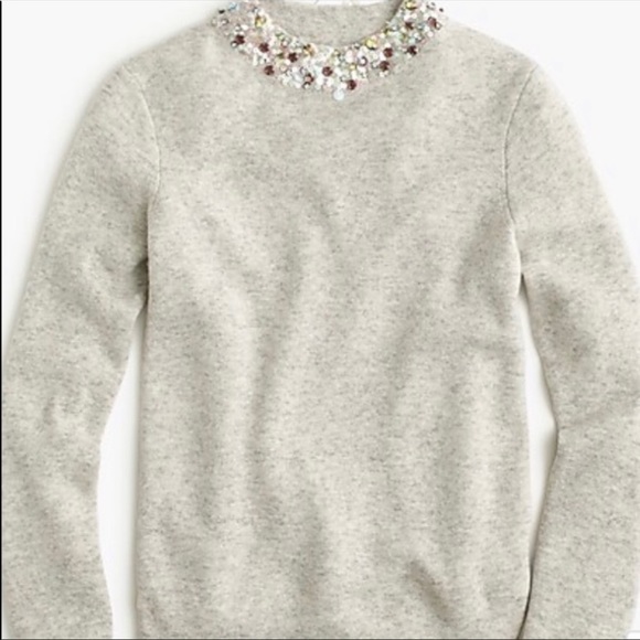 J. Crew Sweaters - J Crew Gray Embellished Mock Neck Sweater EUC Size Medium